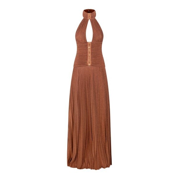 Elisabetta Franchi Dresses & Skirts - Elisabetta Franchi Brown Lamé Jersey Maxi Dress - NWT